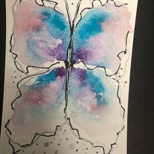 Original ACEO Miniature Watercolor Painting Loose Pastel Butterfly by Hope